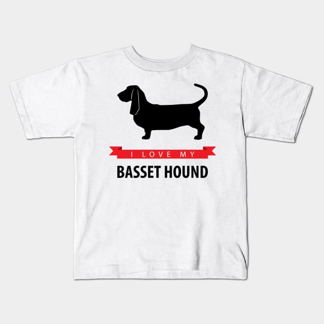 I Love My Basset Hound Kids T-Shirt by millersye